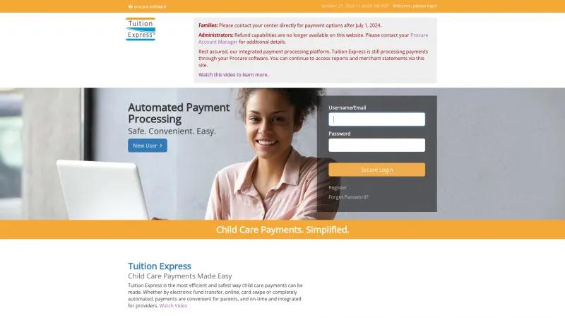 Homepage of Tuition Express