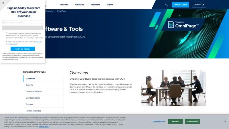 Homepage of Tungsten OmniPage