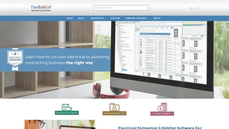 Homepage of TurboBid Estimating Software