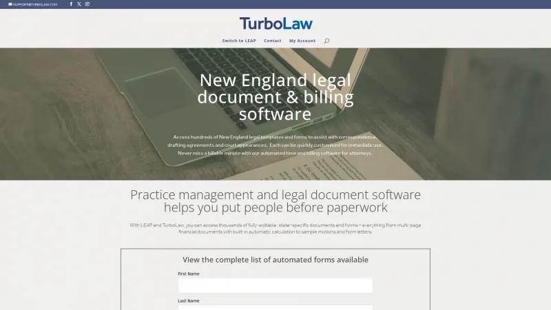 Homepage of TurboLaw Document Software