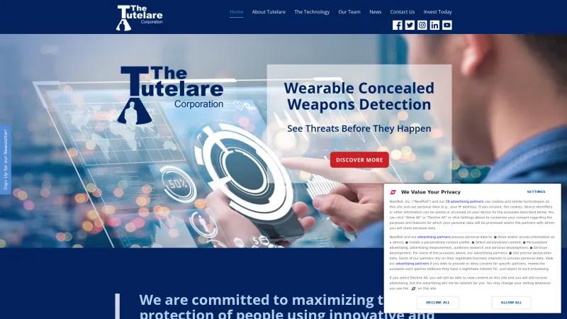 Homepage of Tutelare Corporation