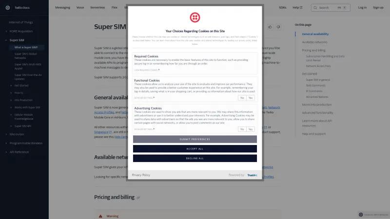 Homepage of Twilio Super SIM