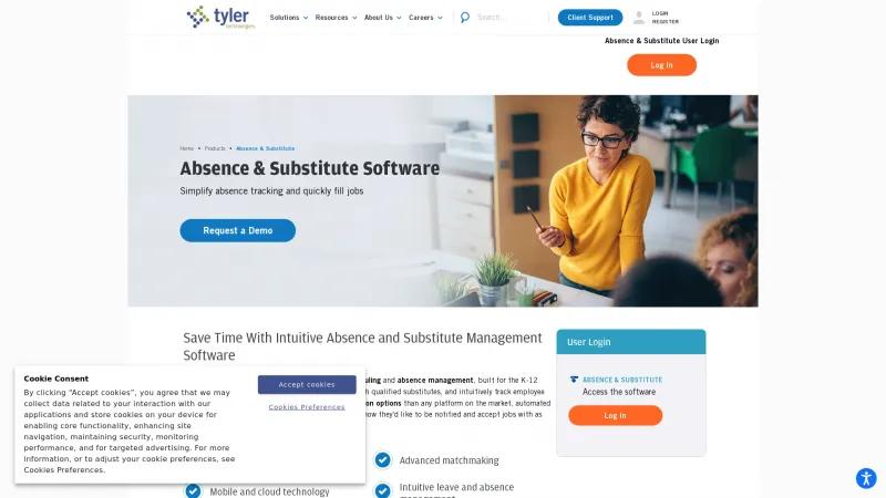 Homepage of Tyler Absence & Substitute