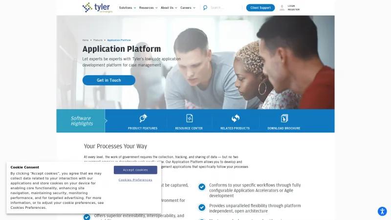 Homepage of Tyler Case Management Development Platform