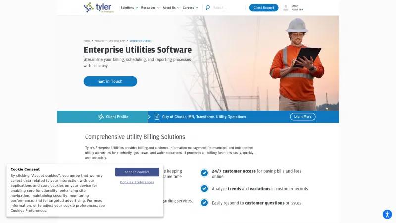 Homepage of Tyler Utility CIS