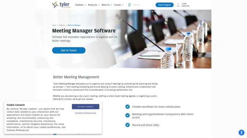 Homepage of Tyler Meeting Manager