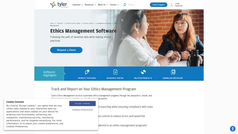 Homepage of Tyler Ethics Management