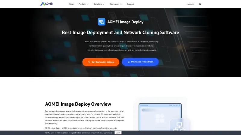 Homepage of AOMEI Image Deploy