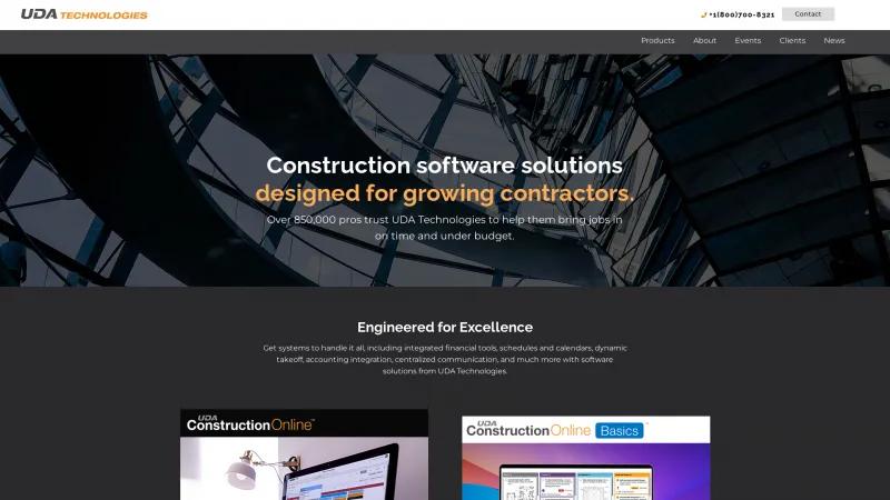 Homepage of UDA ConstructionSuite