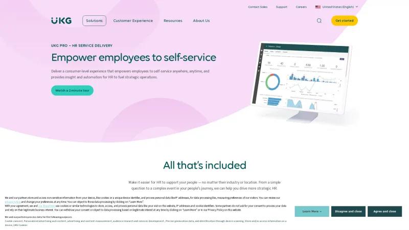 Homepage of UKG HR Service Delivery