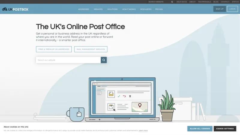 Homepage of UK Postbox