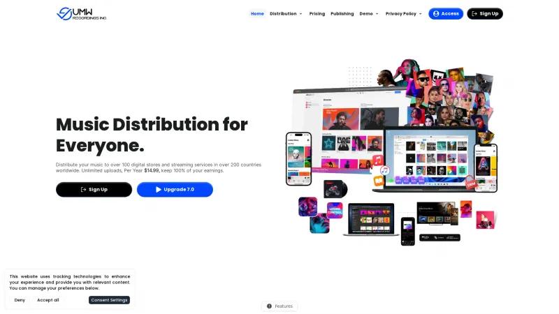 Global Music Distribution for Artists: UMW Recordings, Inc. - Retain 100% Earnings and Maximize Your Revenue Homepage of UMW Recordings