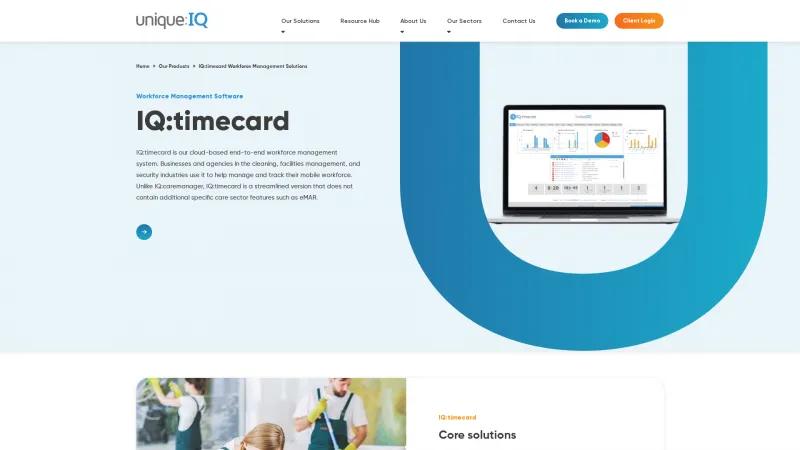 Homepage of IQ:timecard