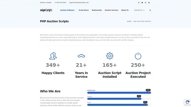 Homepage of Auction Script