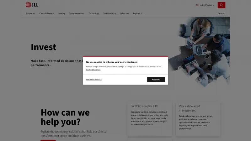 Homepage of JLL Portfolio Analytics Tool (PAT)