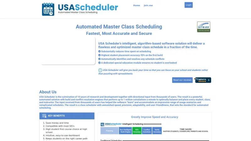 Homepage of USA Scheduler