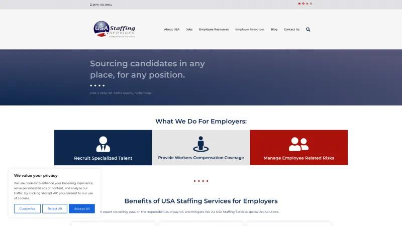 Homepage of USA Staffing Services