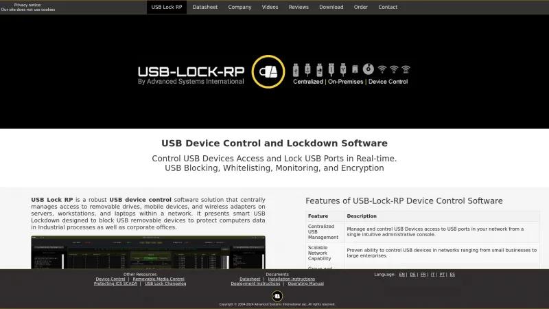 Homepage of USB-LOCK-RP