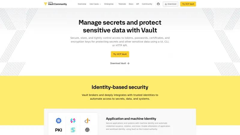 Homepage of HashiCorp Vault