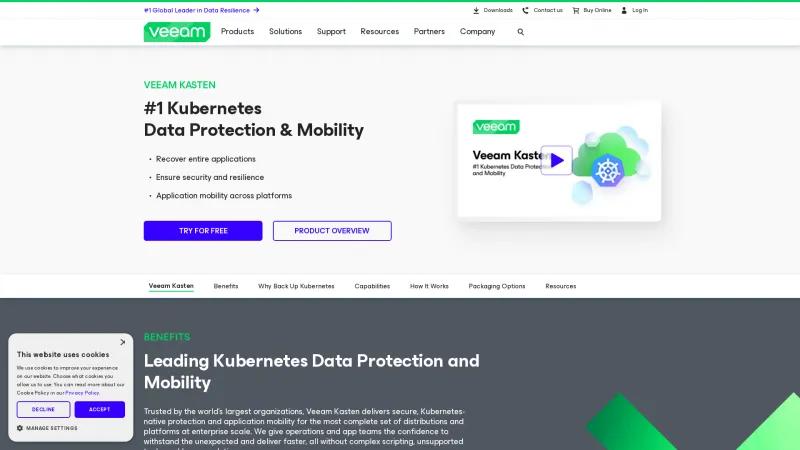 Homepage of Veeam Kasten