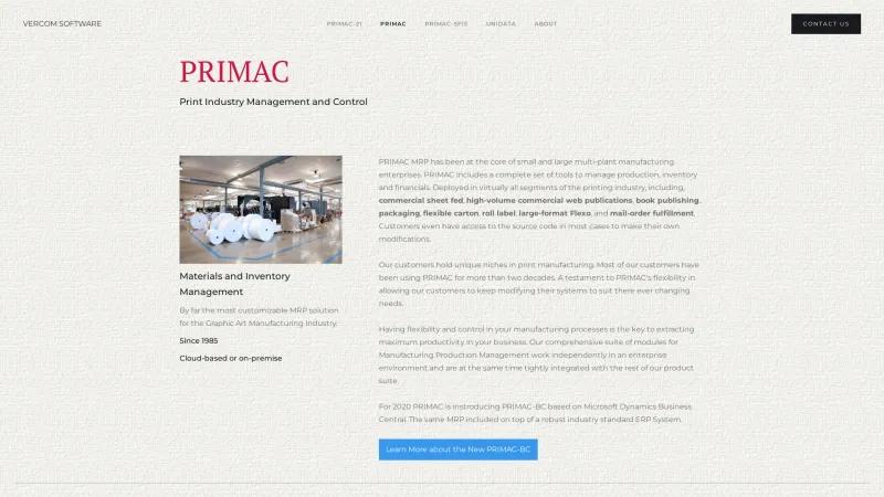 Homepage of PRIMAC