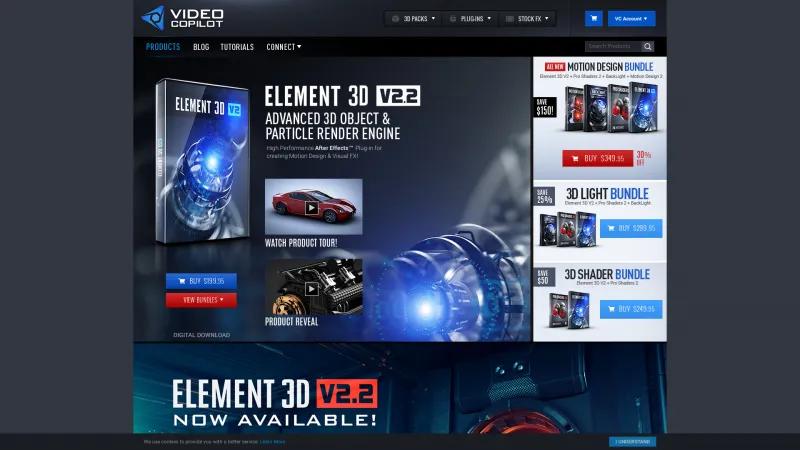 Homepage of Element 3D