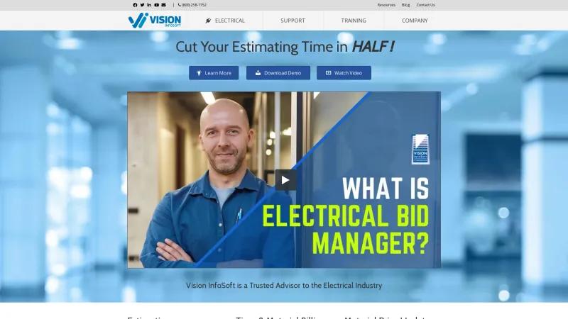 Homepage of Electrical Bid Manager