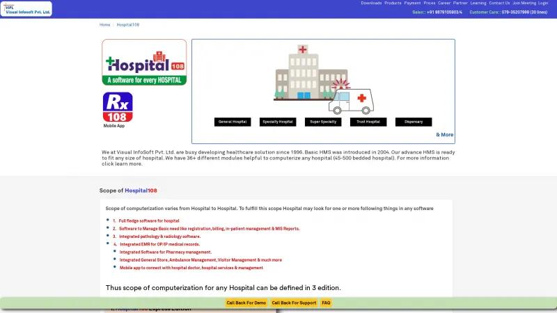 Homepage of Hospital108