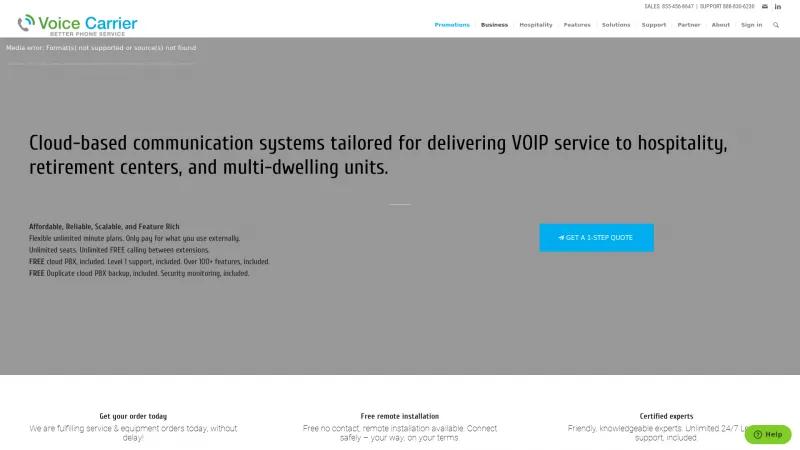 Homepage of Company Phone Service