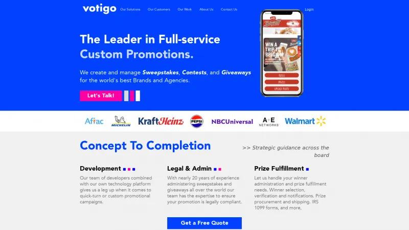 Homepage of Votigo Social Marketing Suite