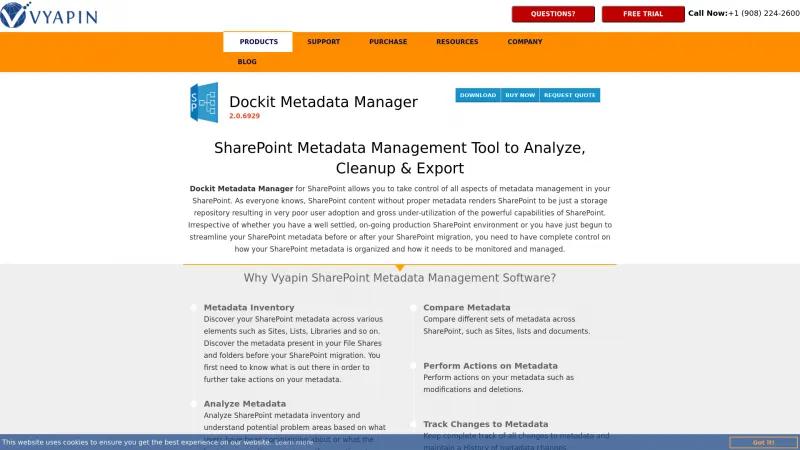 Homepage of Dockit Metadata Manager