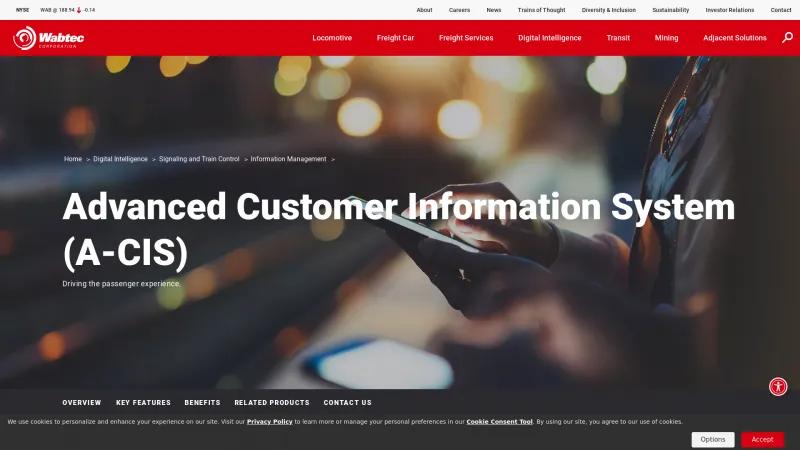 Homepage of Advanced Customer Information System (A-CIS)