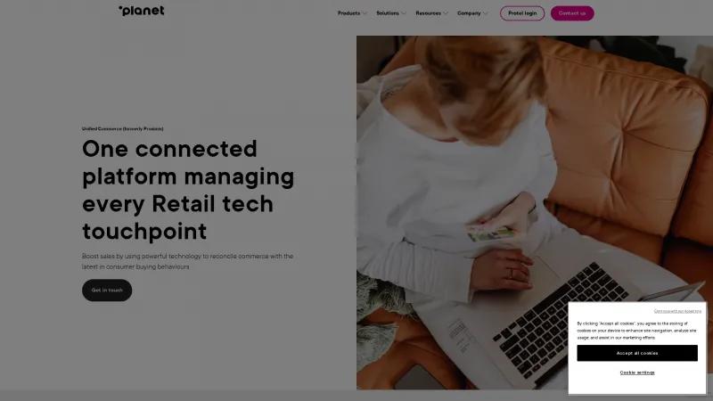 Homepage of Planet Unified Commerce