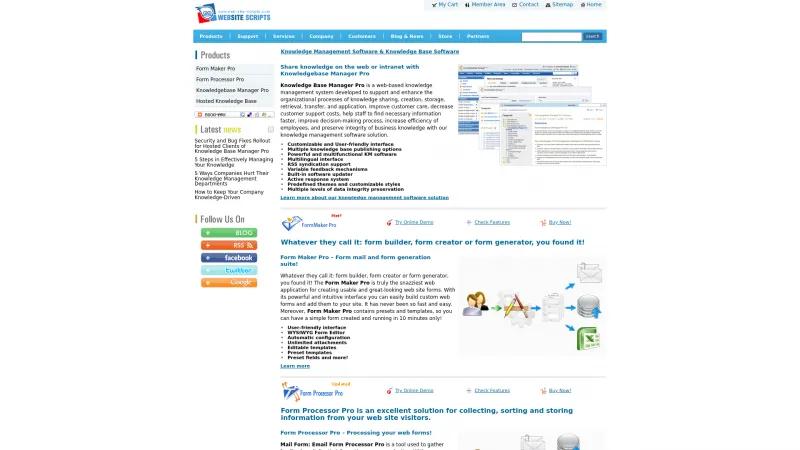 Homepage of Knowledgebase Manager Pro