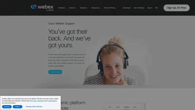 Homepage of Cisco Webex Support