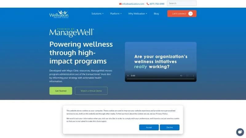 Homepage of ManageWell