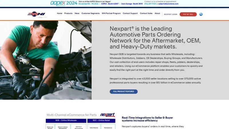 Homepage of Nexpart eCommerce