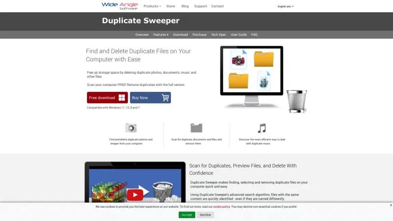 Homepage of Duplicate Sweeper