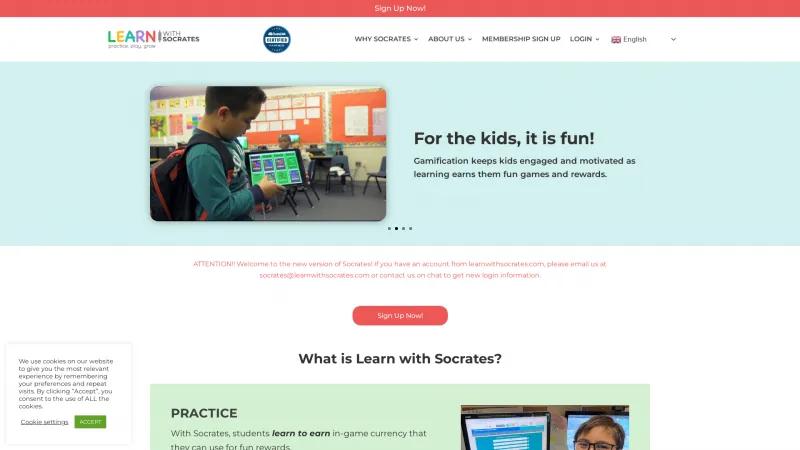 Homepage of Socrates Learning Platform