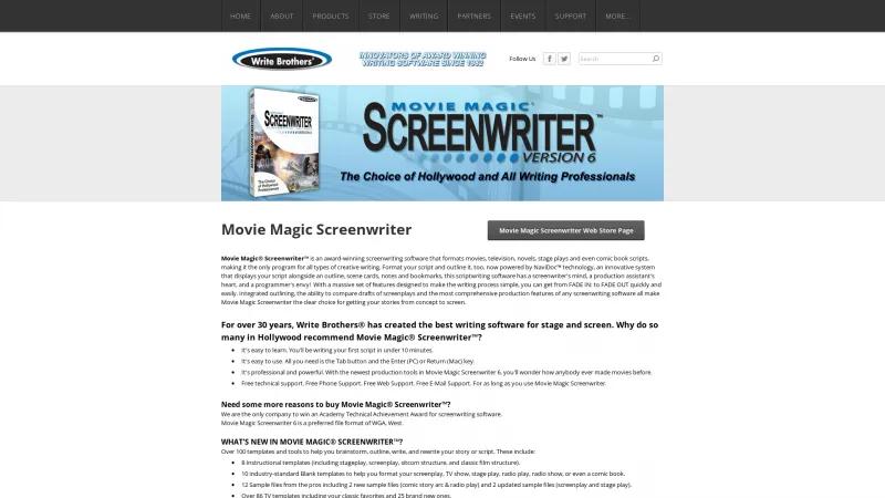 Homepage of Movie Magic Screenwriter