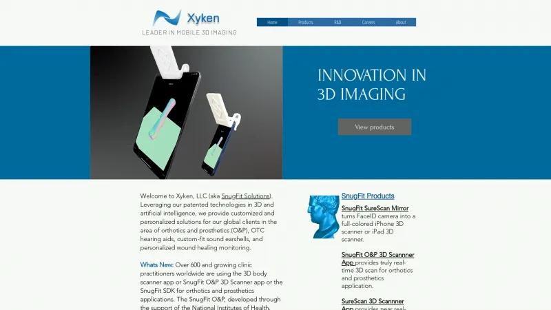 Homepage of SnugFit O&P 3D Scanner