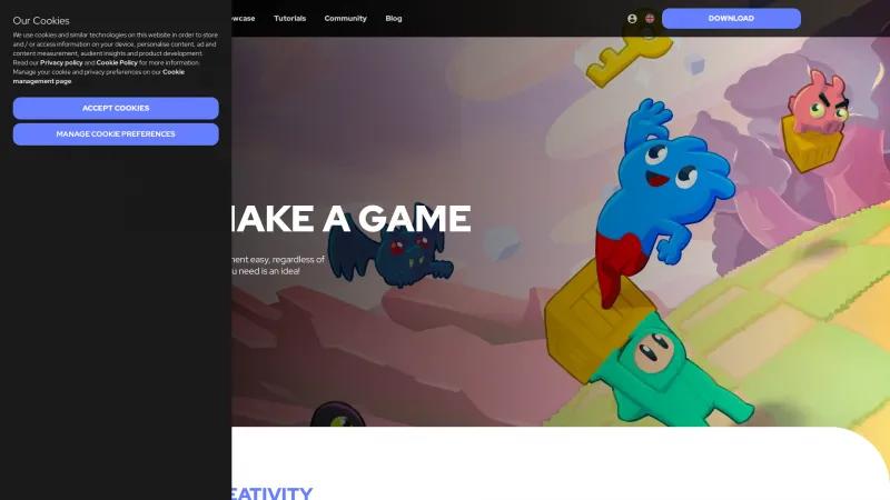 Homepage of GameMaker Studio 2