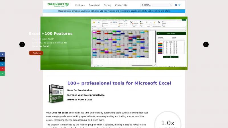 Homepage of Dose for Excel