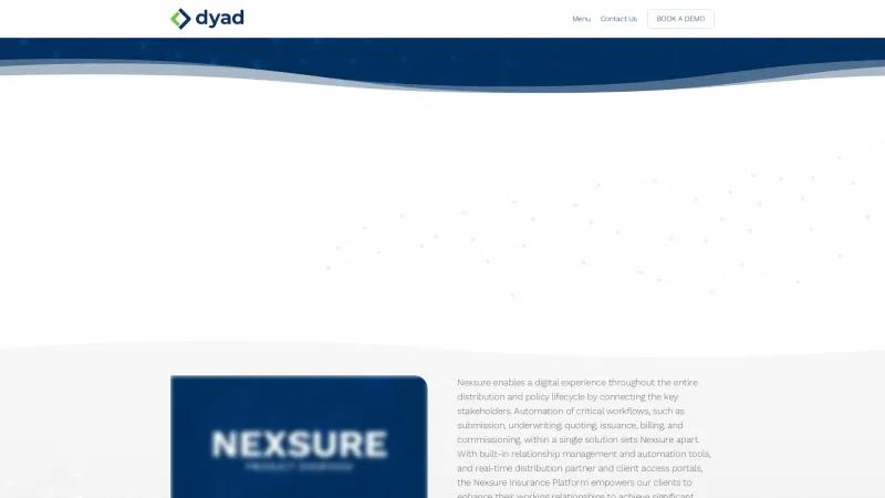 Homepage of Nexsure Insurance Platform