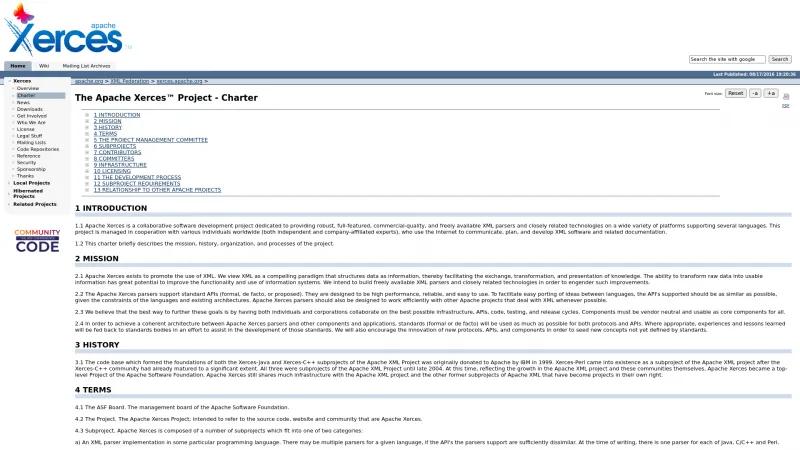 Homepage of Apache Xerces