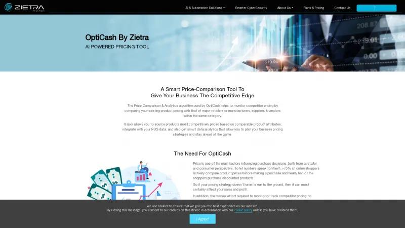 Homepage of OptiCash