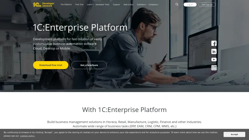 Homepage of 1C:Enterprise