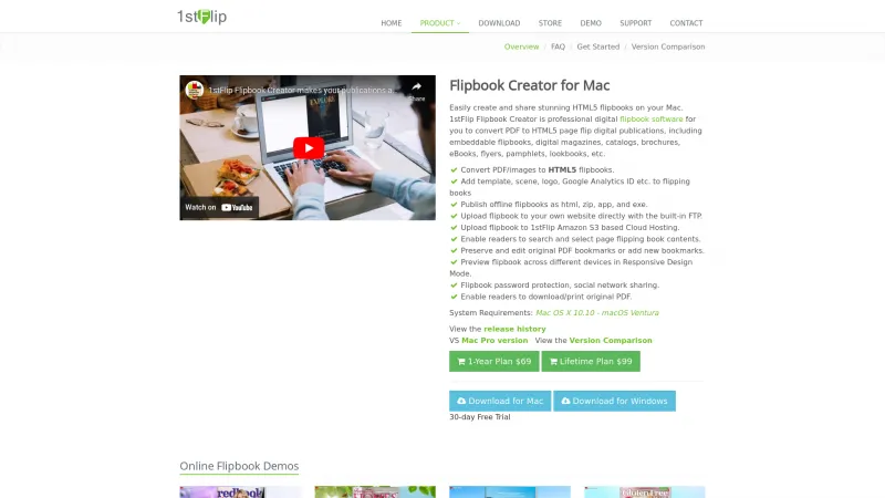 Homepage of 1stFlip Flipbook Creator