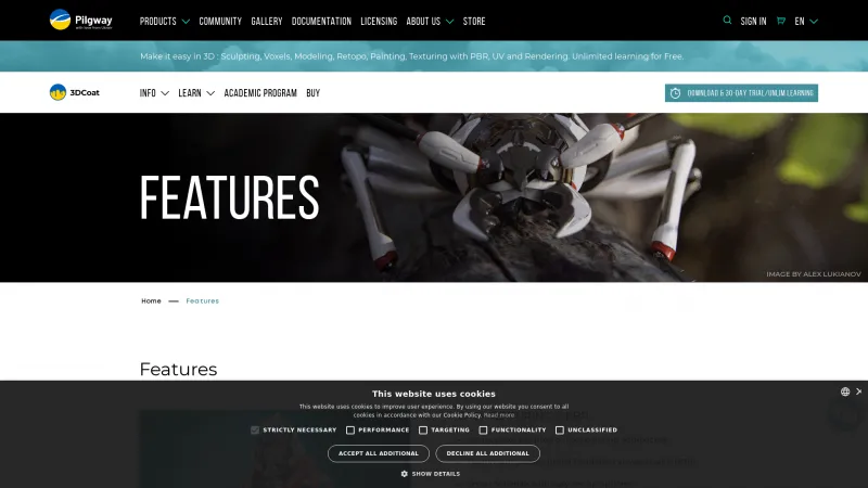 Homepage of 3DCoat