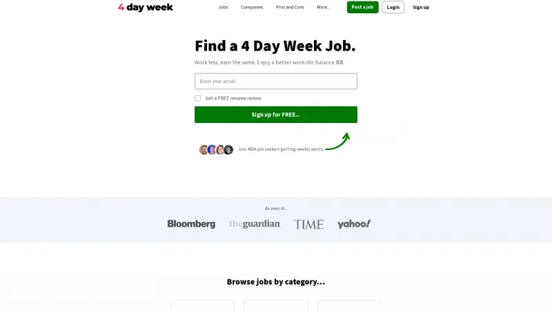 Homepage of 4 Day Week